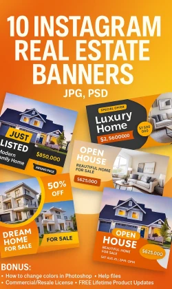 10 Instagram Real Estate Banners — JPG, PSD