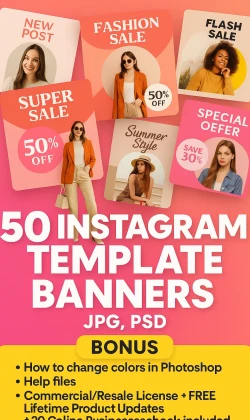 50 Instagram Template Banners — JPG, PSD