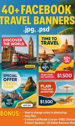 40+ Facebook Travel Banners — JPG, PSD