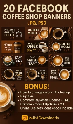 20 Facebook Coffee Shop Banners — JPG, PSD