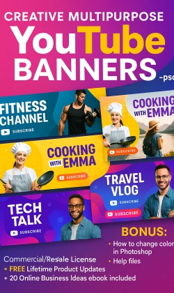 Creative MultiPurpose YouTube Banners — PSD