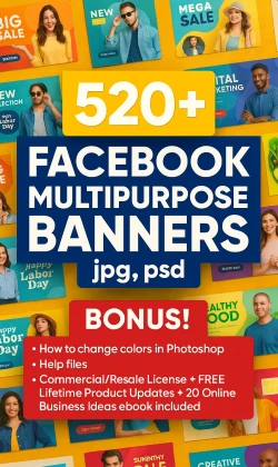 520+ Facebook Multipurpose Banners — JPG, PSD