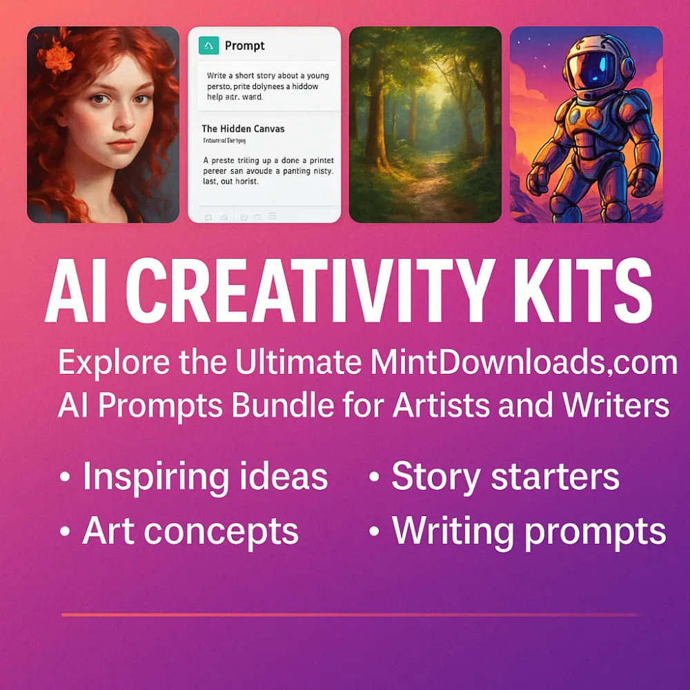 AI Creativity Kits: Explore the Ultimate MintDownloads.com AI Prompts Bundle for Artists and Writers