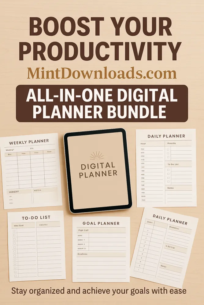 Boost Your Productivity with MintDownloads.com All-in-One Digital Planner Bundle